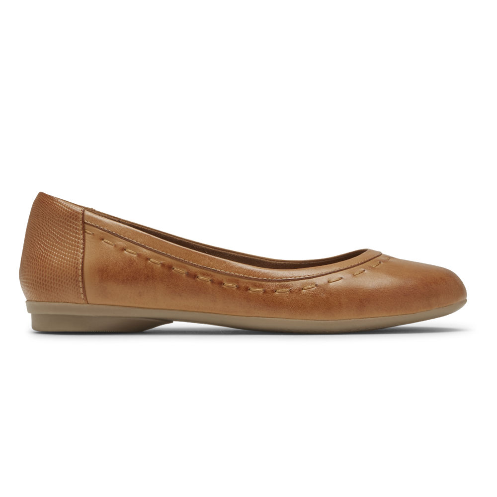 Sapatos Frouxos Rockport Mulher Marrom - Cobb Hill Maiika Ballet - 27180NVPB